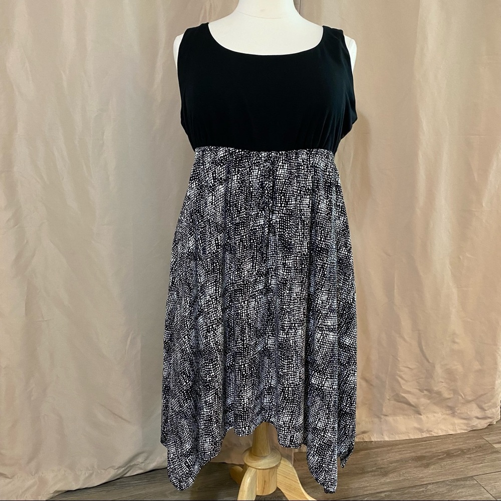 Black & White Sleeveless Empire Waist Dress